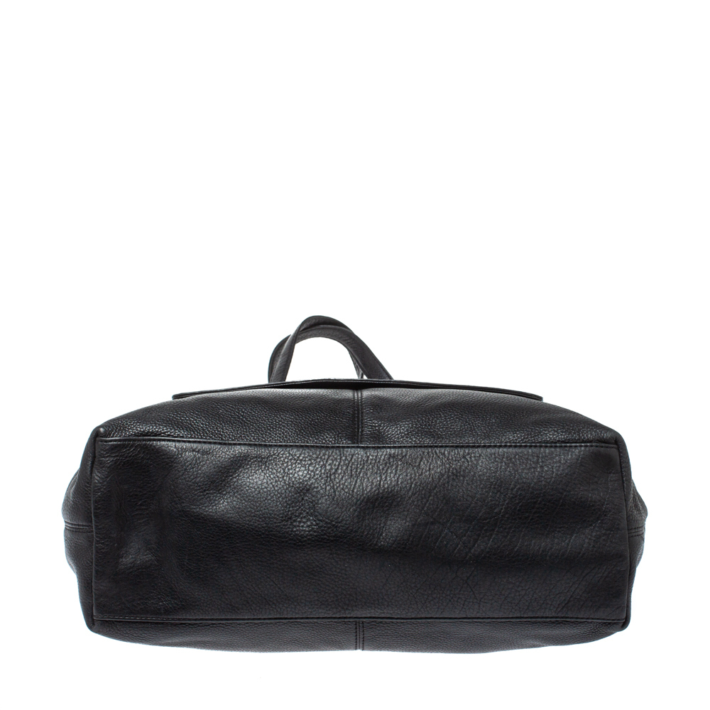 DKNY Black Leather Turnlock Pocket Tote - Picture 6 of 9
